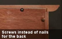screws instead of nails in back