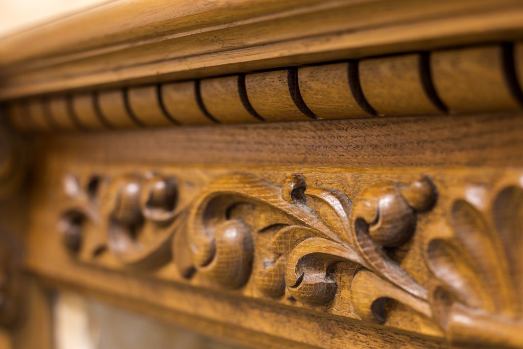 Closeup detail of decorative wooden furniture