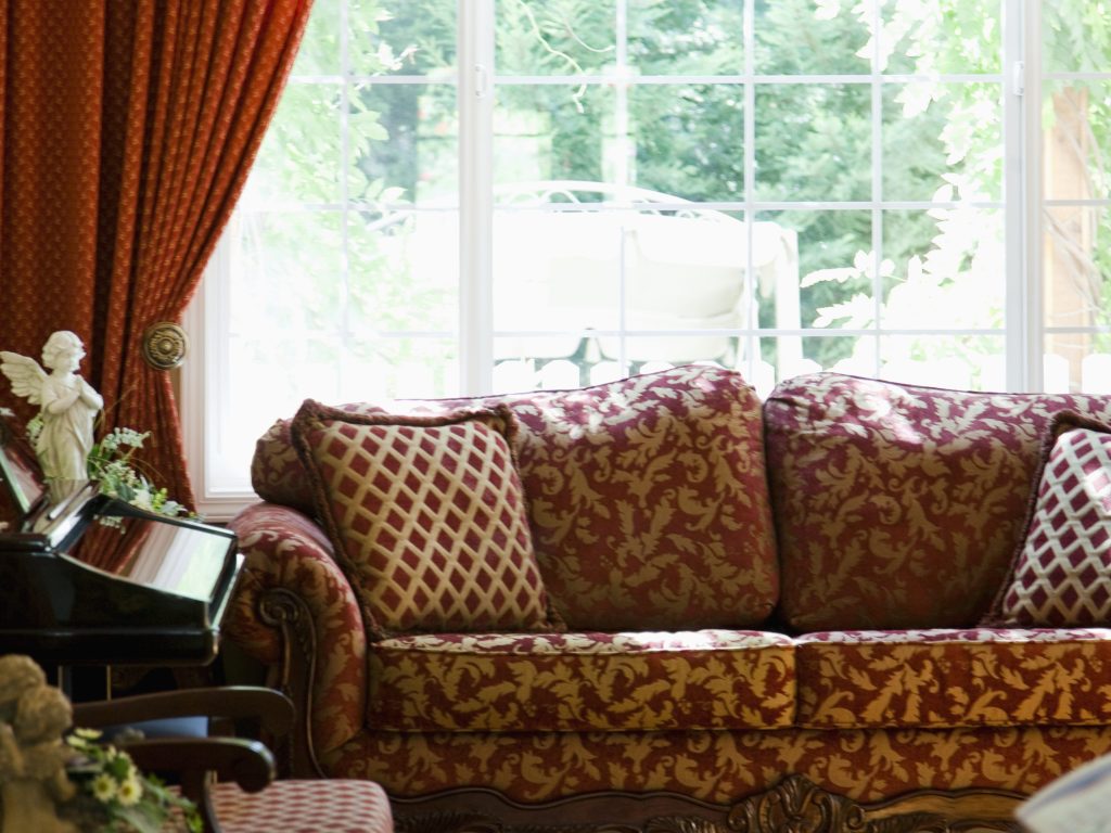 red furniture in a living room