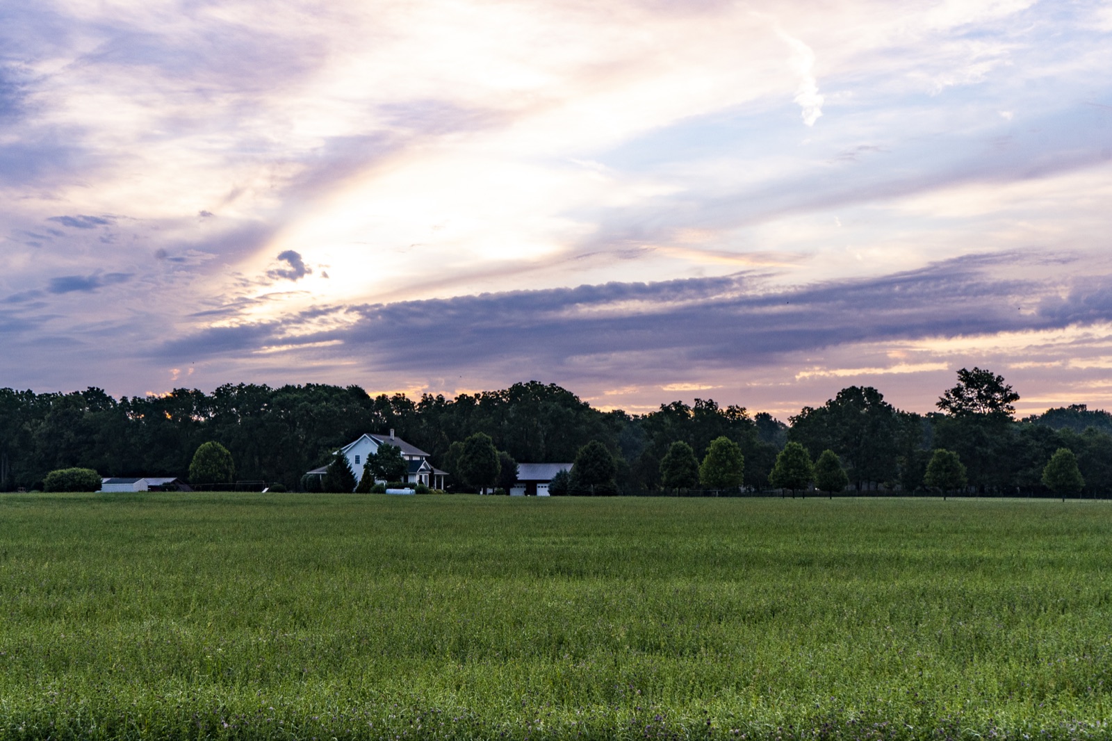 Amish countryside at sunset